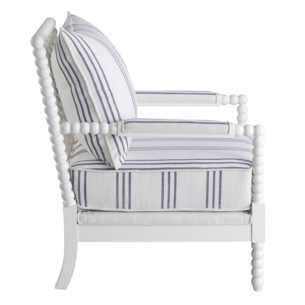Blanchett Upholstered Accent Chair with Spindle Accent White and Navy. Picture 5