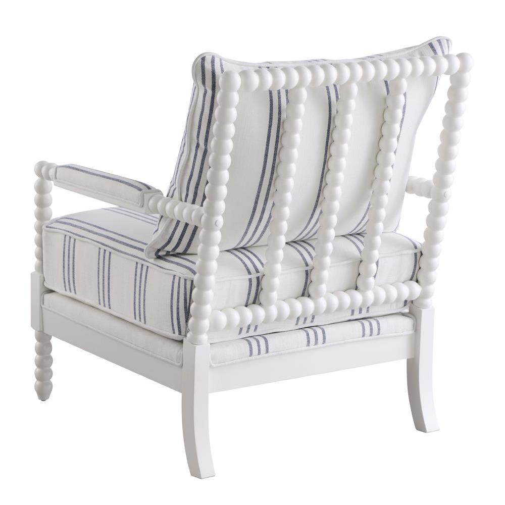 Blanchett Upholstered Accent Chair with Spindle Accent White and Navy. Picture 6