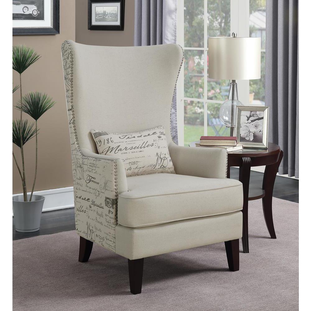 Pippin Curved Arm High Back Accent Chair Cream. Picture 1