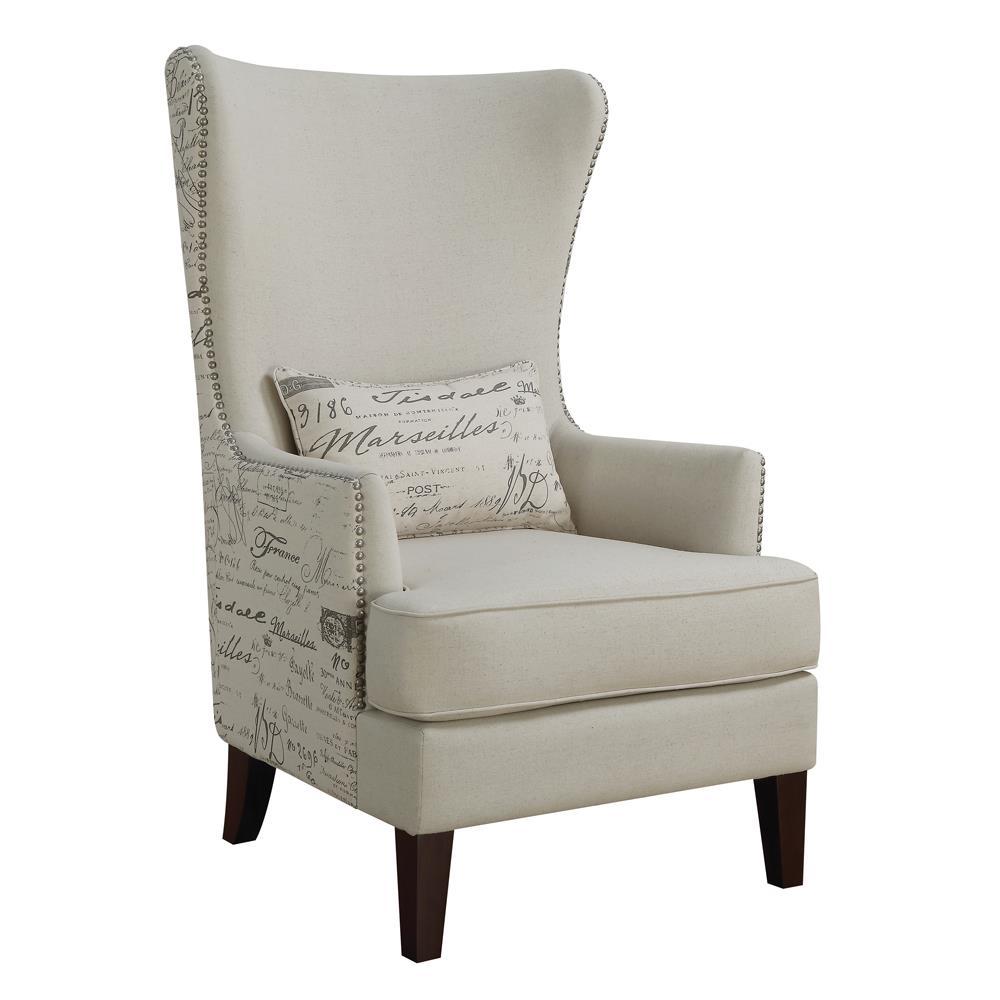 Pippin Curved Arm High Back Accent Chair Cream. Picture 2