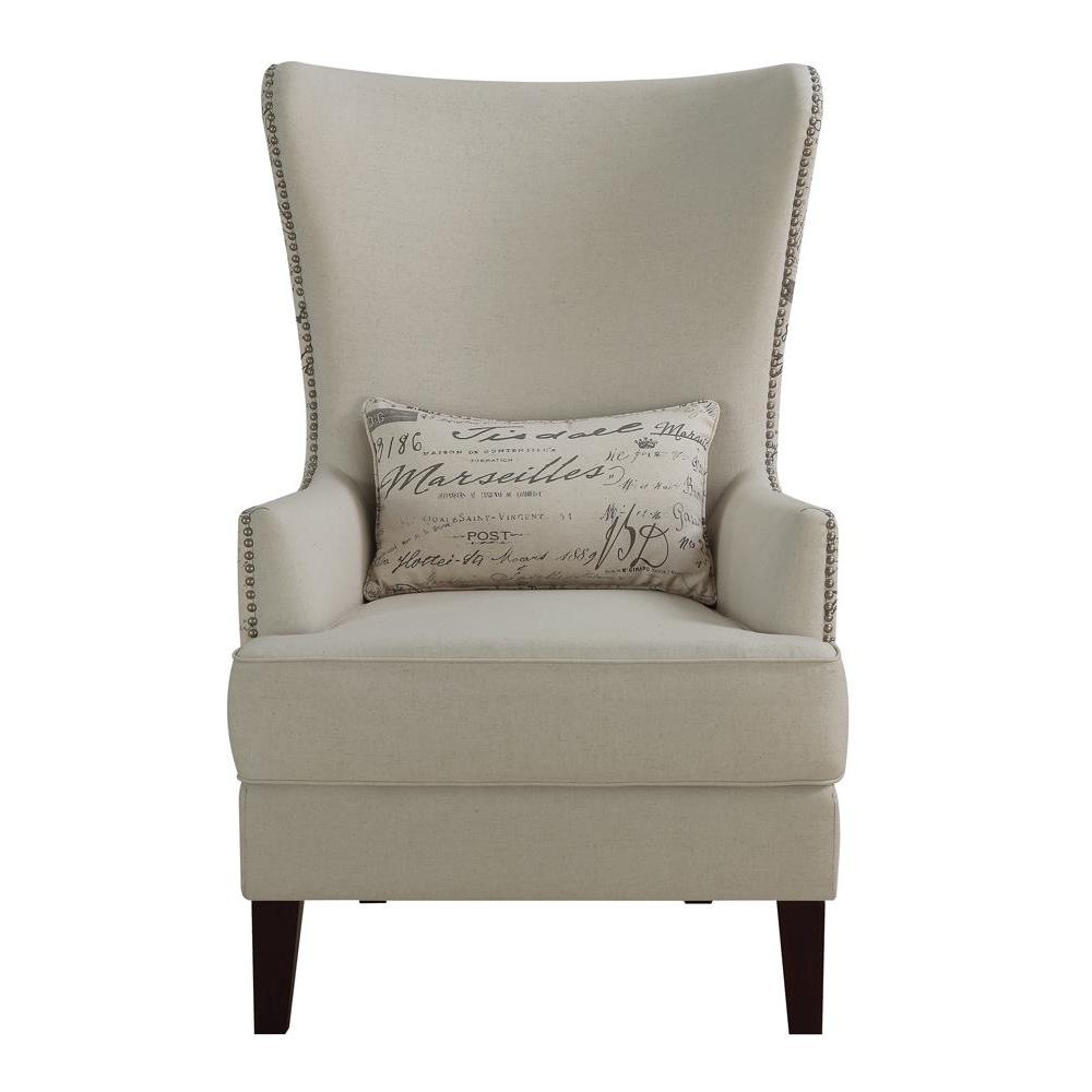 Pippin Curved Arm High Back Accent Chair Cream. Picture 3