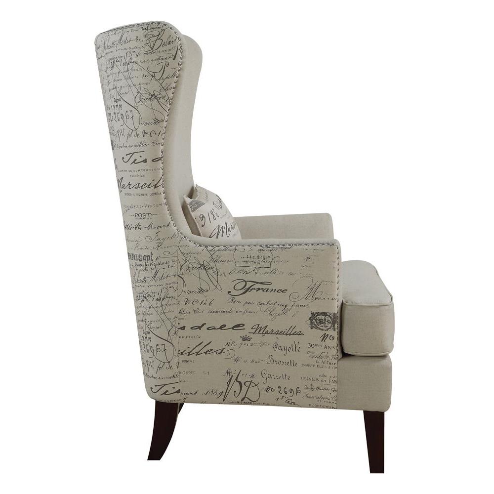 Pippin Curved Arm High Back Accent Chair Cream. Picture 7