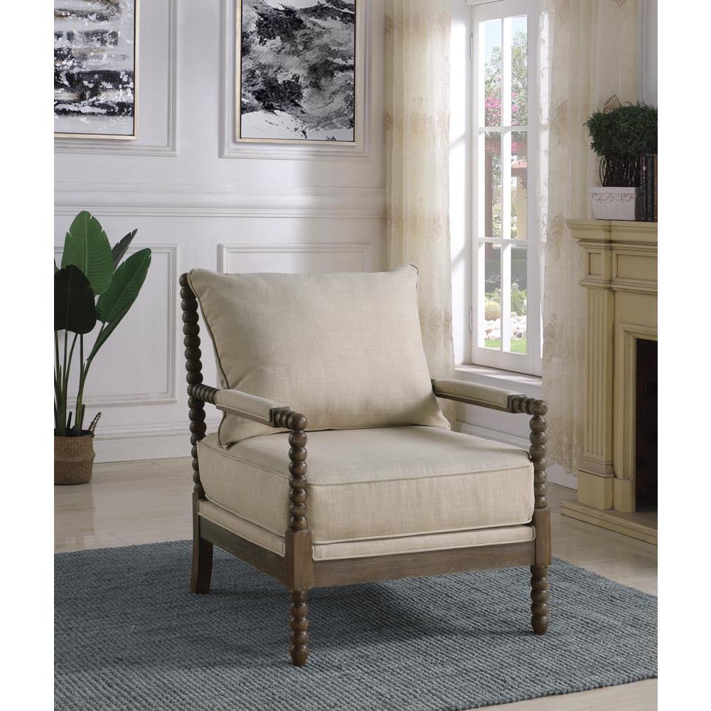 Blanchett Cushion Back Accent Chair Beige and Natural. Picture 1