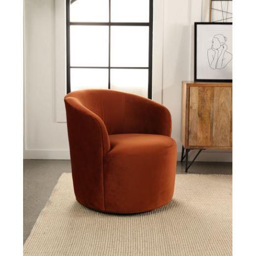 Joyce Sloped Arms Swivel Chair Burnt Orange. Picture 1
