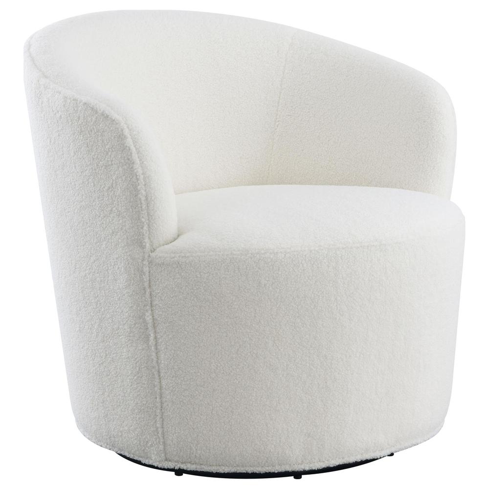 Joyce Upholstered Swivel Barrel Chair White. Picture 11