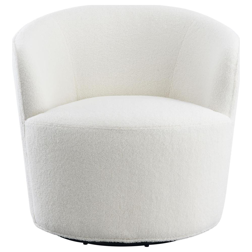 Joyce Upholstered Swivel Barrel Chair White. Picture 2