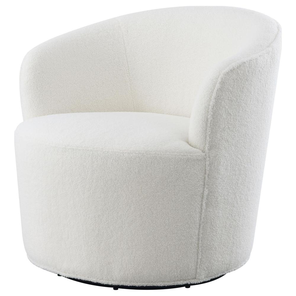 Joyce Upholstered Swivel Barrel Chair White. Picture 3
