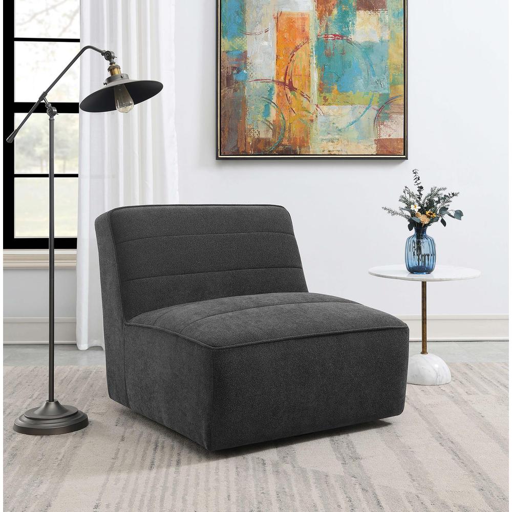 Cobie Upholstered Swivel Armless Chair Dark Charcoal. Picture 12