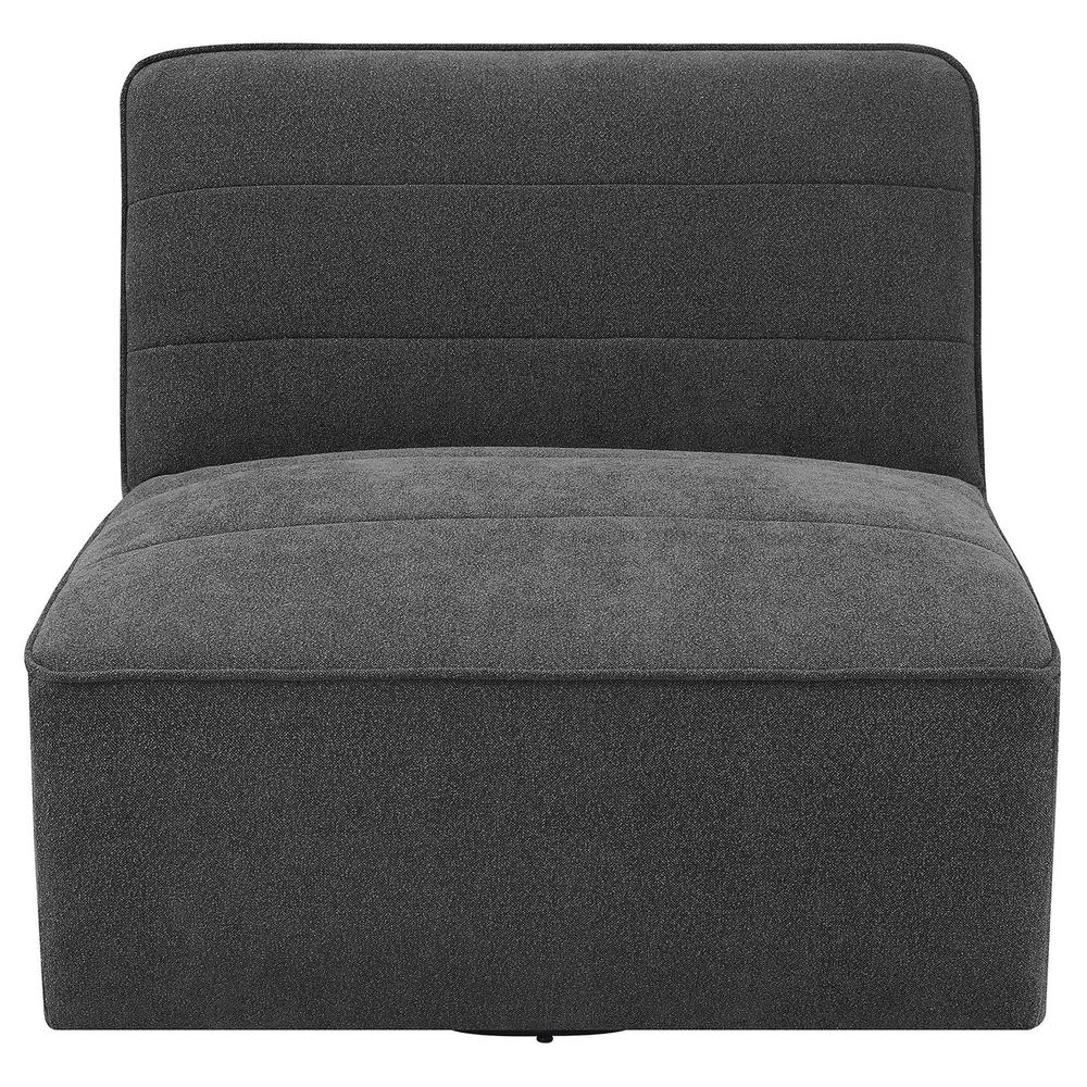 Cobie Upholstered Swivel Armless Chair Dark Charcoal. Picture 1