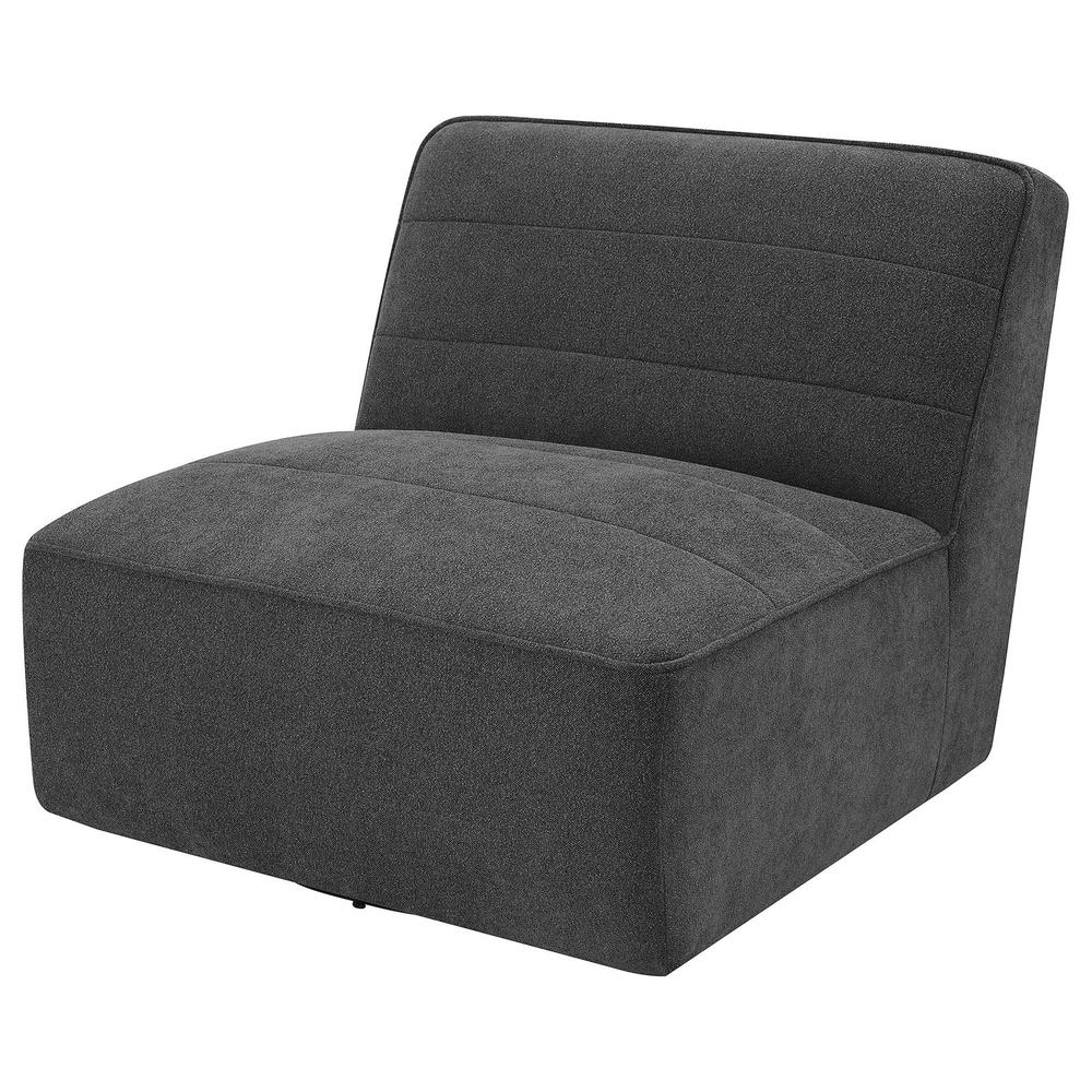 Cobie Upholstered Swivel Armless Chair Dark Charcoal. Picture 2