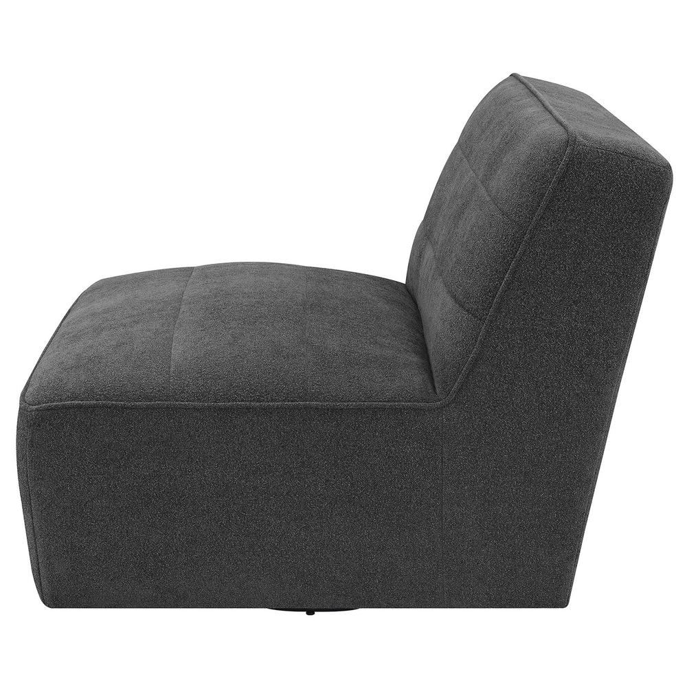 Cobie Upholstered Swivel Armless Chair Dark Charcoal. Picture 3