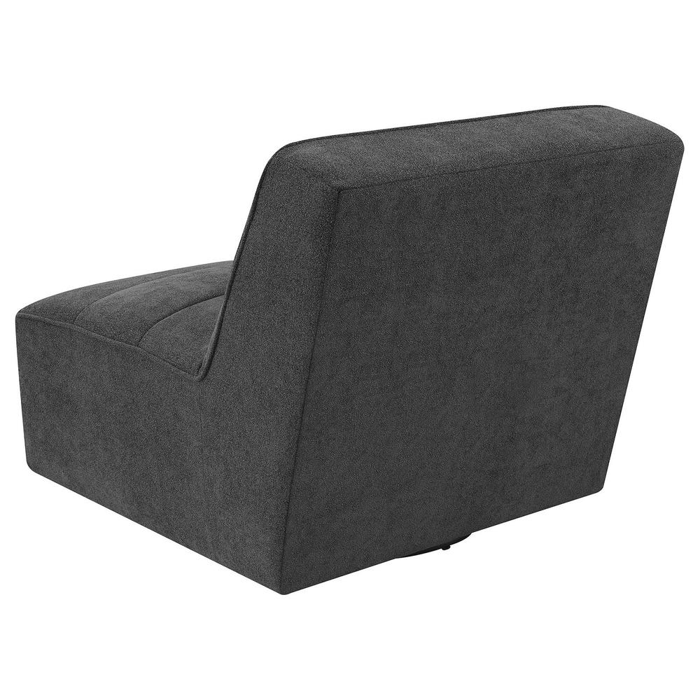 Cobie Upholstered Swivel Armless Chair Dark Charcoal. Picture 4