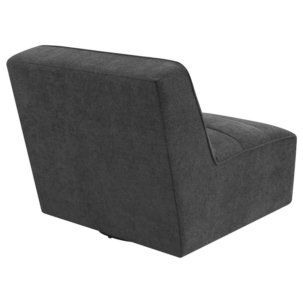 Cobie Upholstered Swivel Armless Chair Dark Charcoal. Picture 5