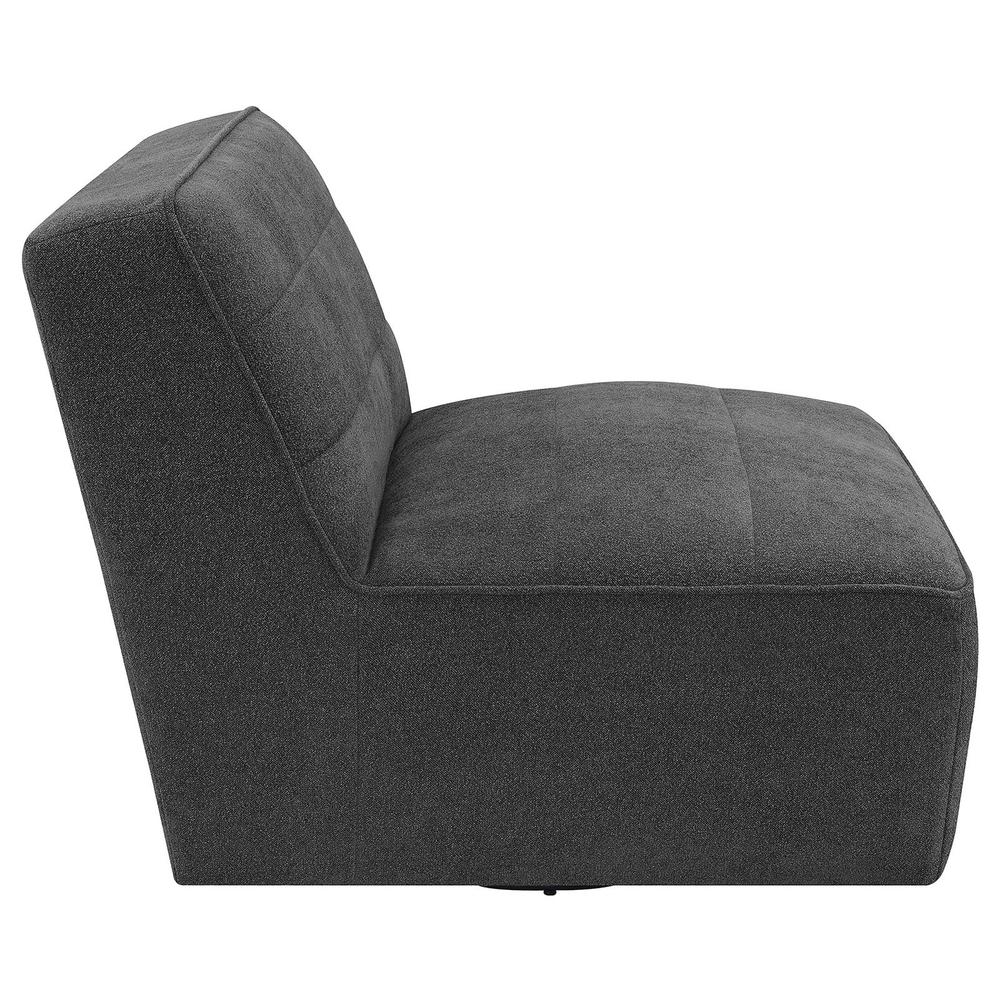 Cobie Upholstered Swivel Armless Chair Dark Charcoal. Picture 6