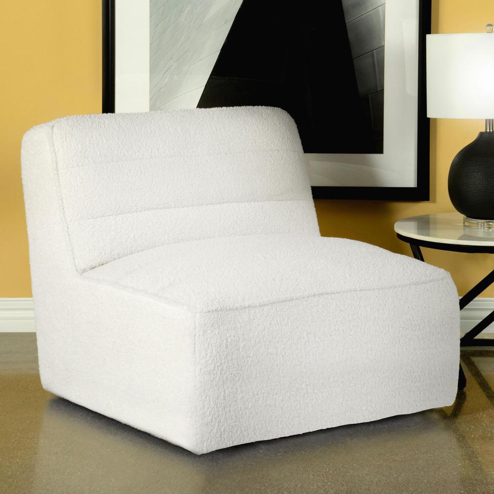 Cobie Upholstered Swivel Armless Chair Natural. Picture 1