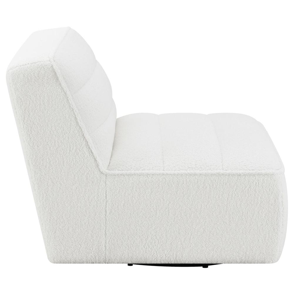 Cobie Upholstered Swivel Armless Chair Natural. Picture 8
