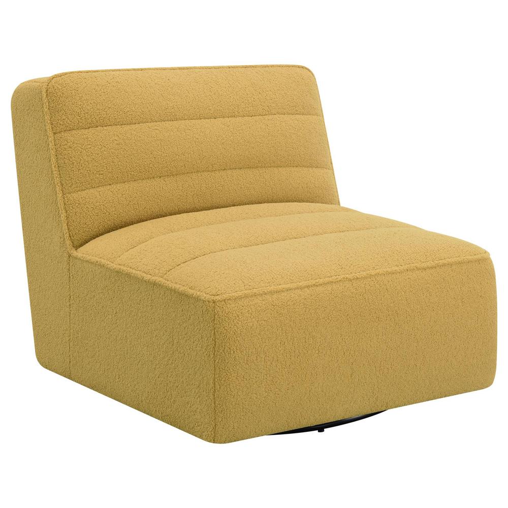 Cobie Upholstered Swivel Armless Chair Mustard. Picture 2