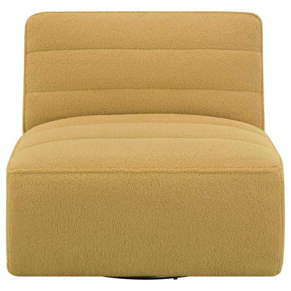 Cobie Upholstered Swivel Armless Chair Mustard. Picture 3