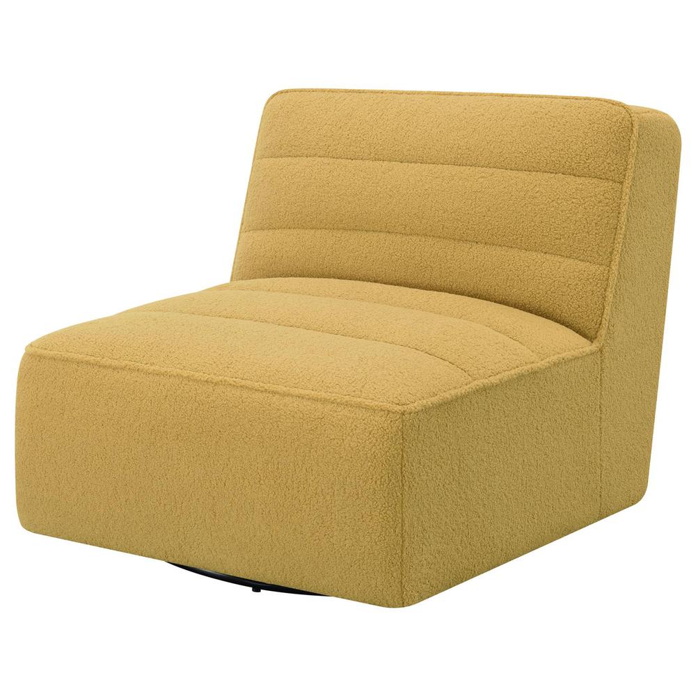Cobie Upholstered Swivel Armless Chair Mustard. Picture 4