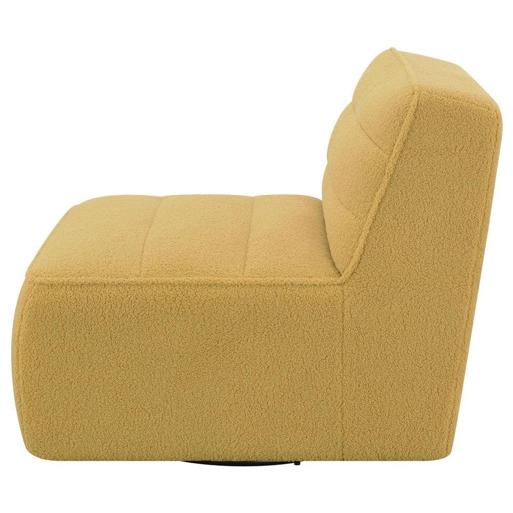 Cobie Upholstered Swivel Armless Chair Mustard. Picture 5