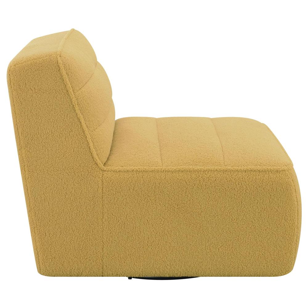 Cobie Upholstered Swivel Armless Chair Mustard. Picture 8