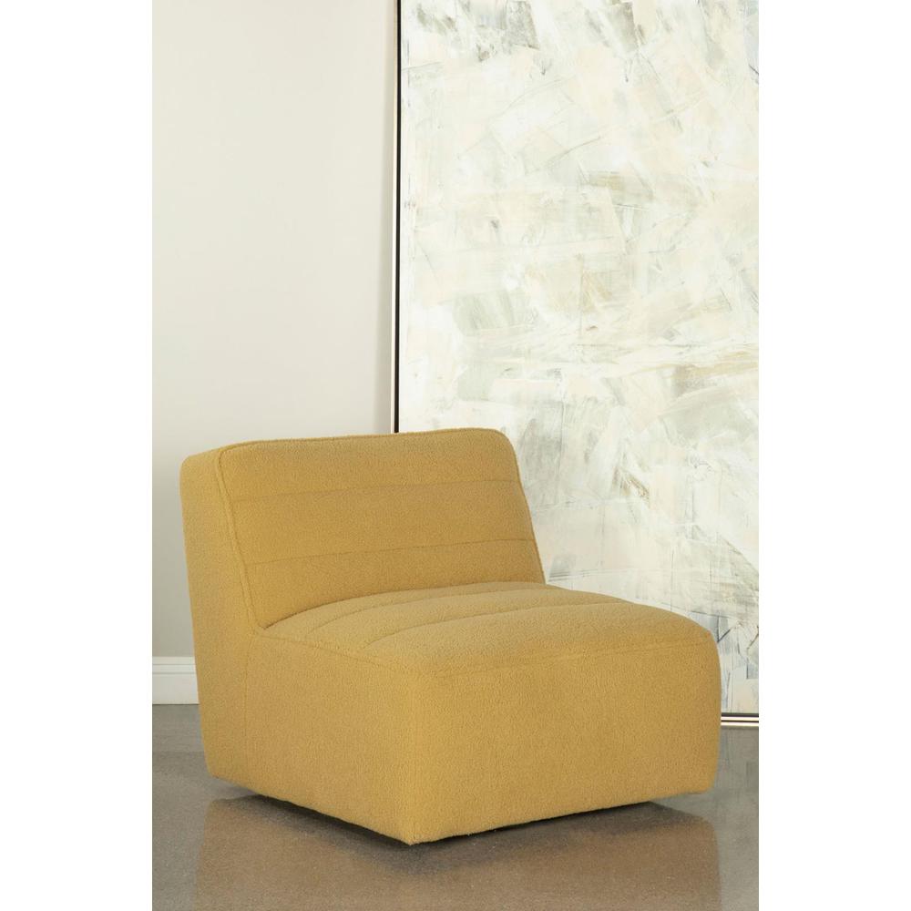Cobie Upholstered Swivel Armless Chair Mustard. Picture 12