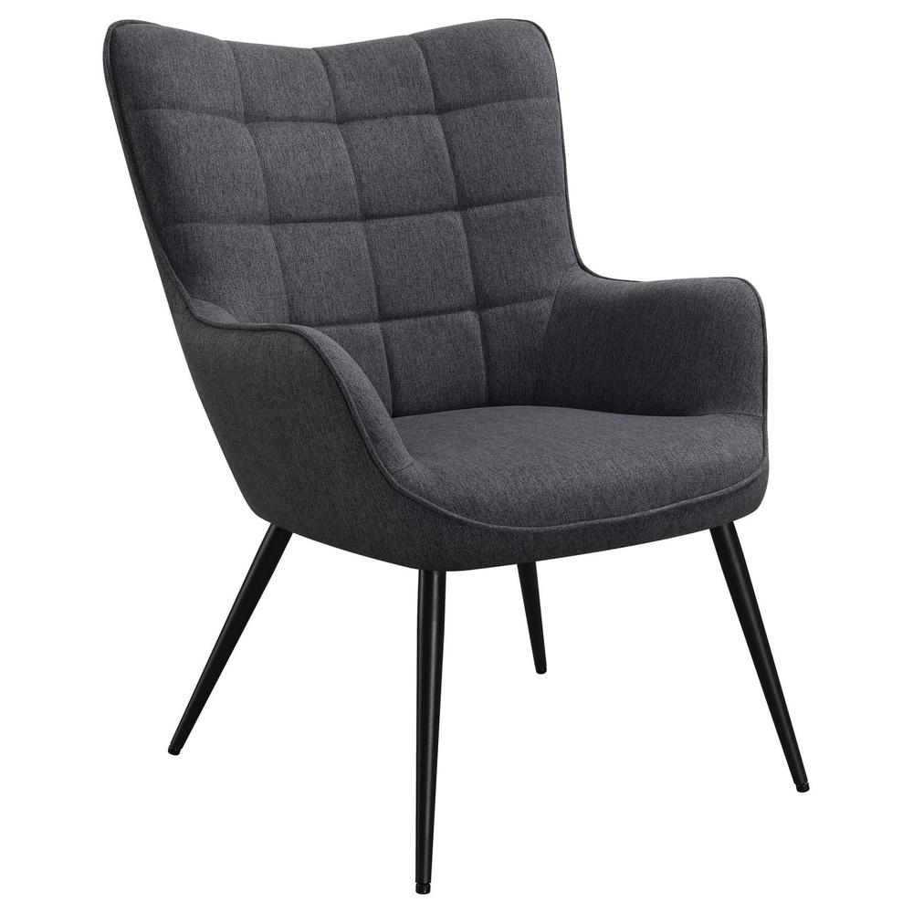 Isla Upholstered Flared Arms Accent Chair with Grid Tufted. Picture 2