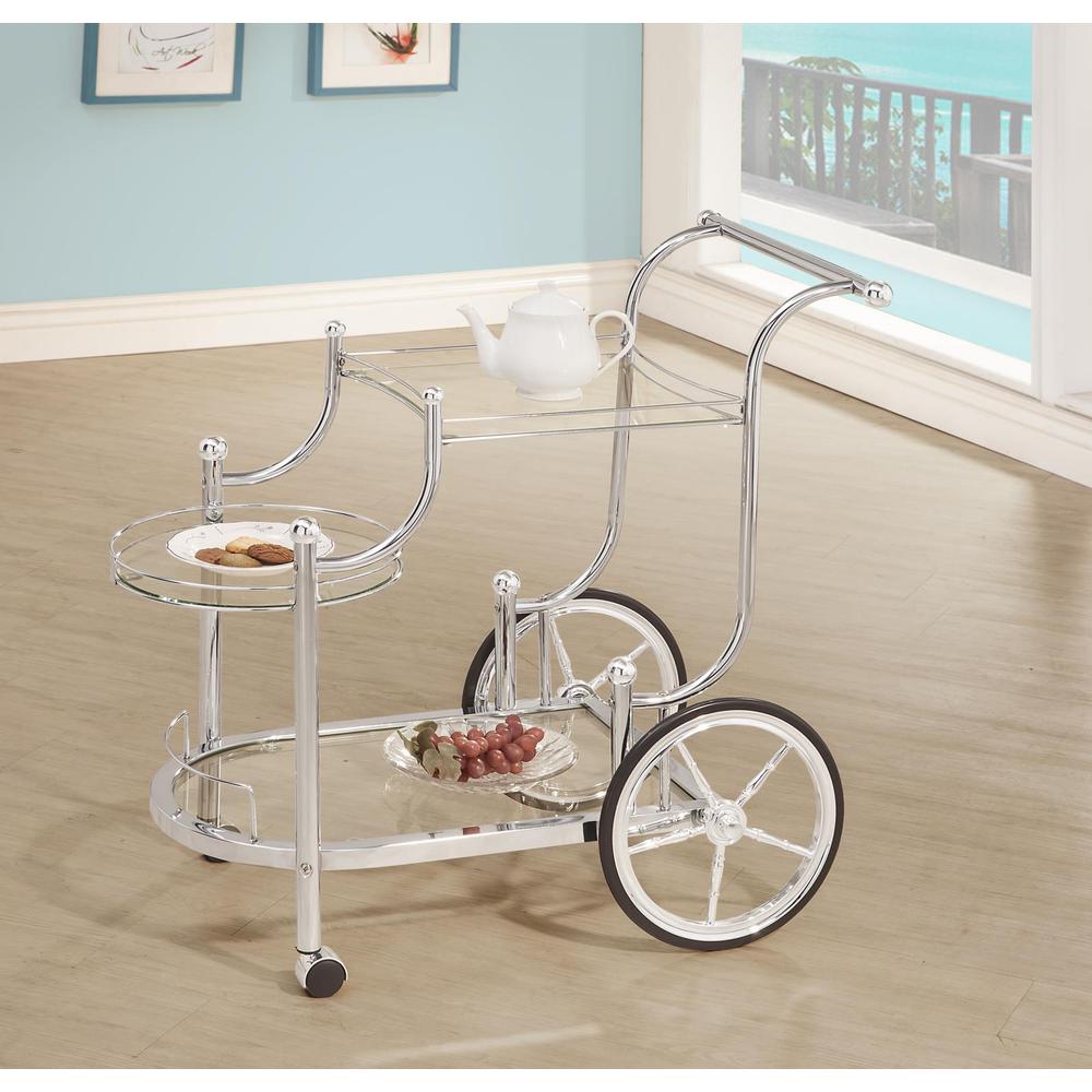 Sarandon 3-tier Serving Cart Chrome and Clear. Picture 1