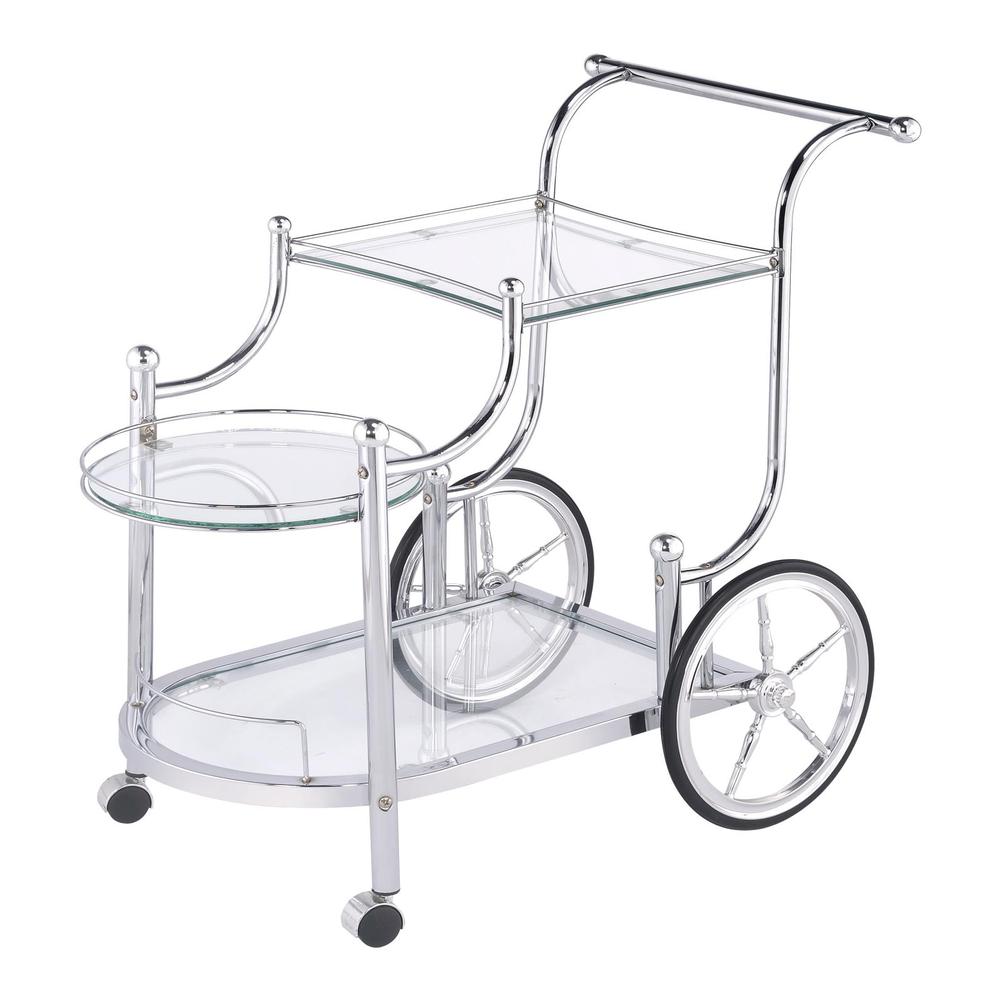 Sarandon 3-tier Serving Cart Chrome and Clear. Picture 2