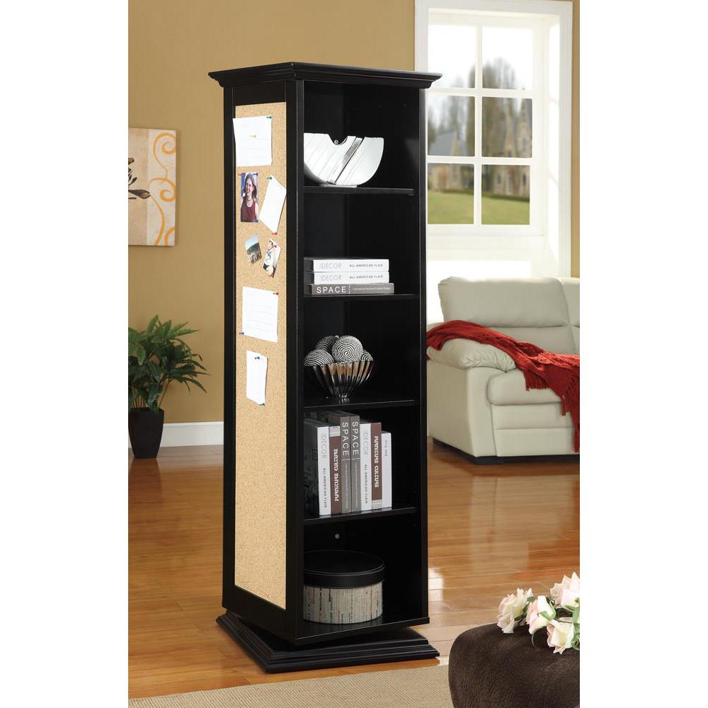 Robinsons Swivel Accent Cabinet with Cork Board Black. Picture 1