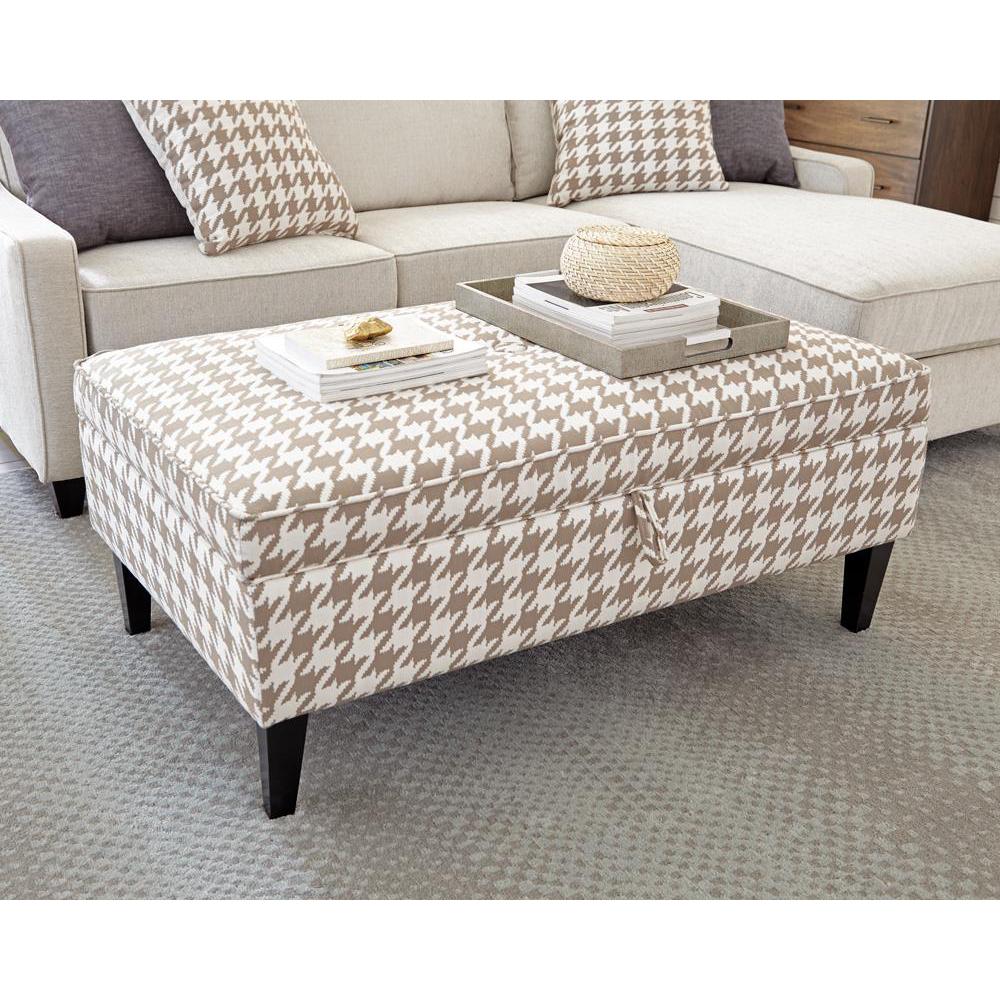 Mcloughlin Upholstered Storage Ottoman Beige and White. Picture 1