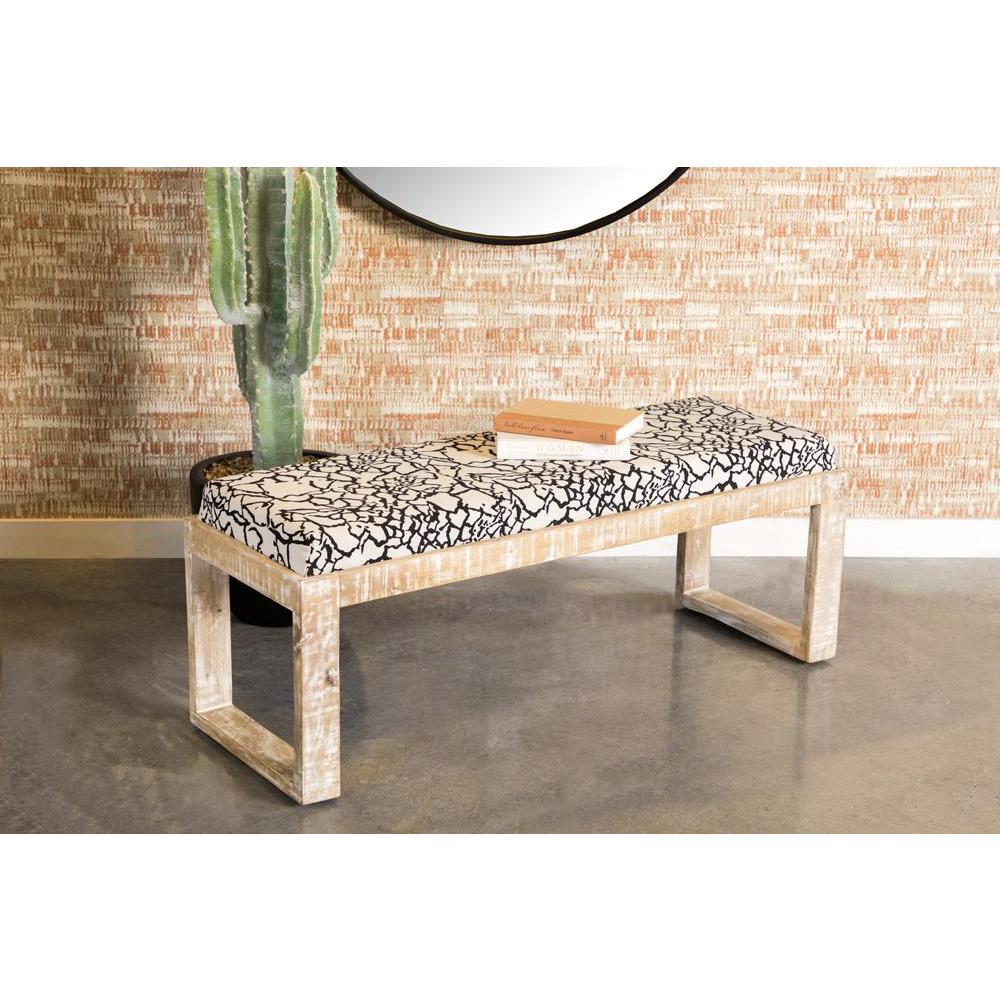 Aiden Sled Leg Upholstered Accent Bench Black and White. Picture 1
