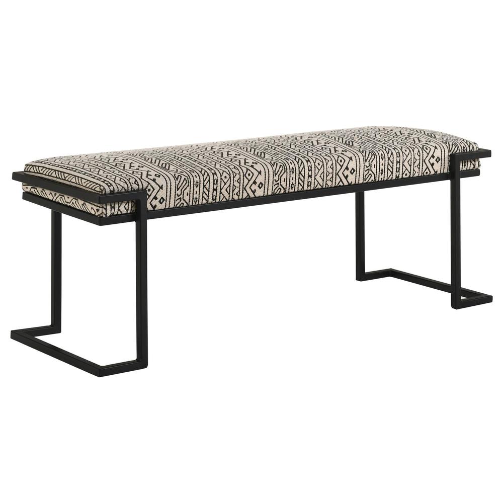 Alfaro Upholstered Accent Bench Black and White. Picture 3