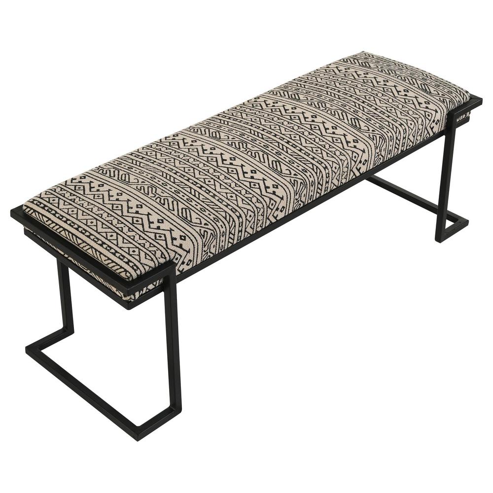 Alfaro Upholstered Accent Bench Black and White. Picture 4