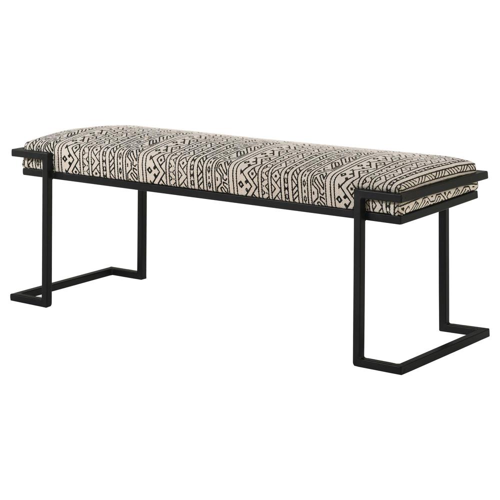 Alfaro Upholstered Accent Bench Black and White. Picture 6