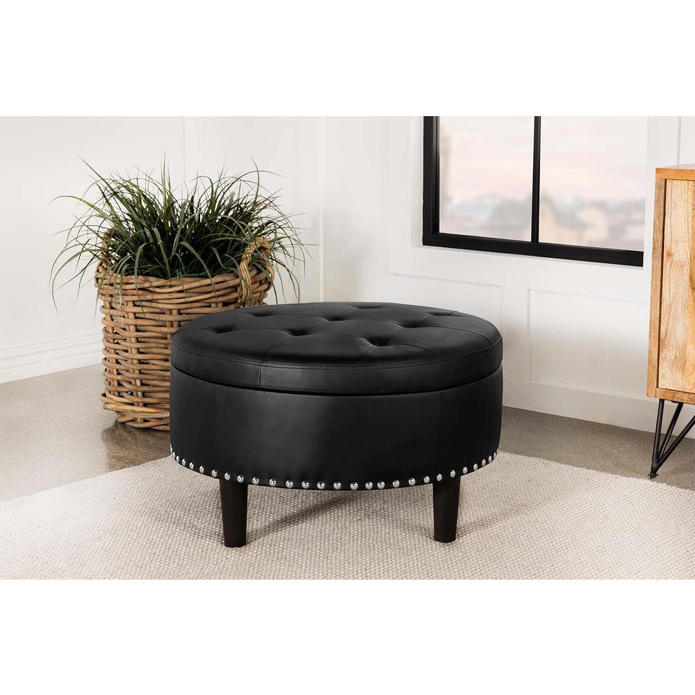 Jace Upholstered Tufted Storage Ottoman Black. Picture 1