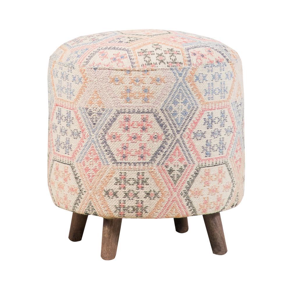 Naomi Pattern Round Accent Stool Multi-color. Picture 2