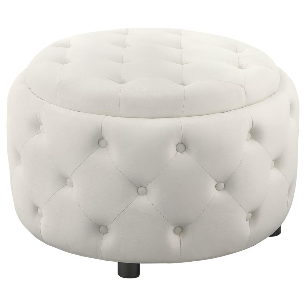 Angelina Tufted Storage Round Ottoman Pearl. Picture 2