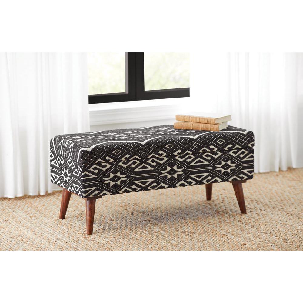 Cababi Upholstered Storage Bench Black and White. Picture 1