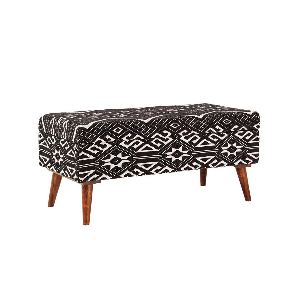 Cababi Upholstered Storage Bench Black and White. Picture 2