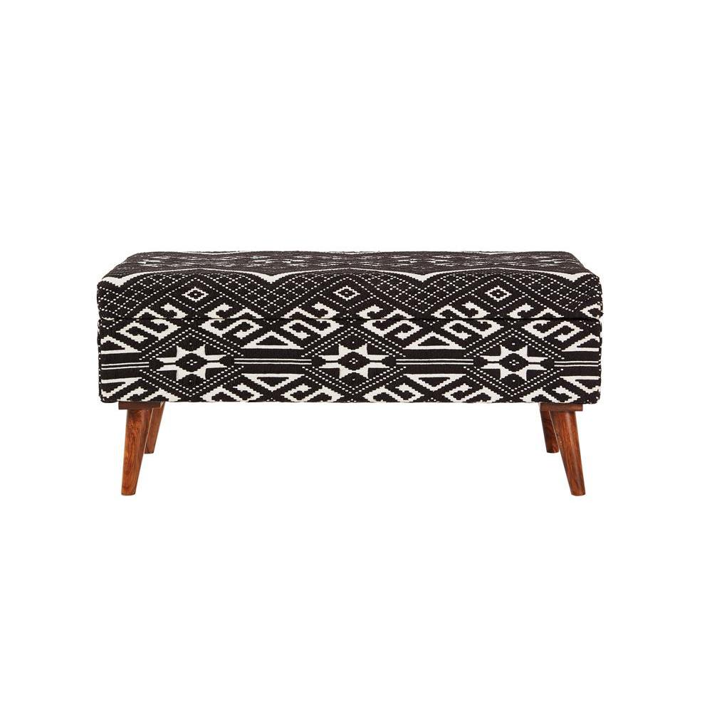 Cababi Upholstered Storage Bench Black and White. Picture 3
