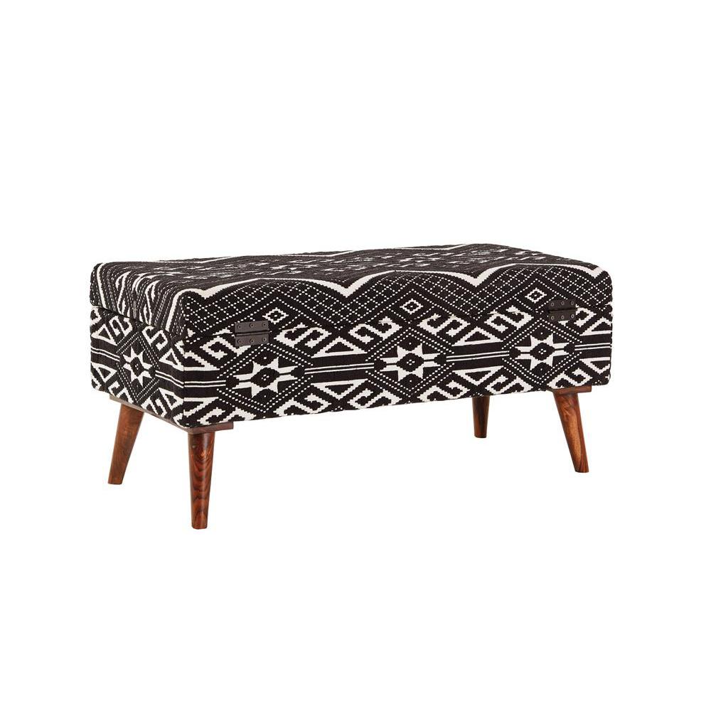 Cababi Upholstered Storage Bench Black and White. Picture 5