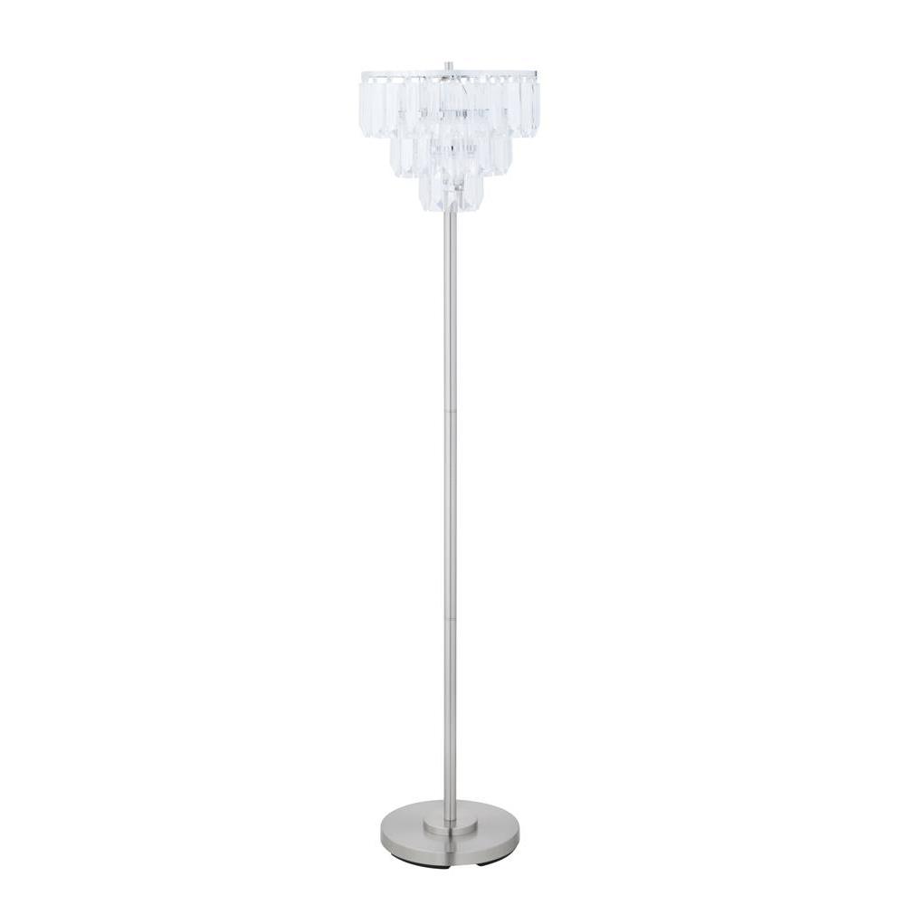 Anya Metal Base Floor Lamp Chrome and Crystal. Picture 1