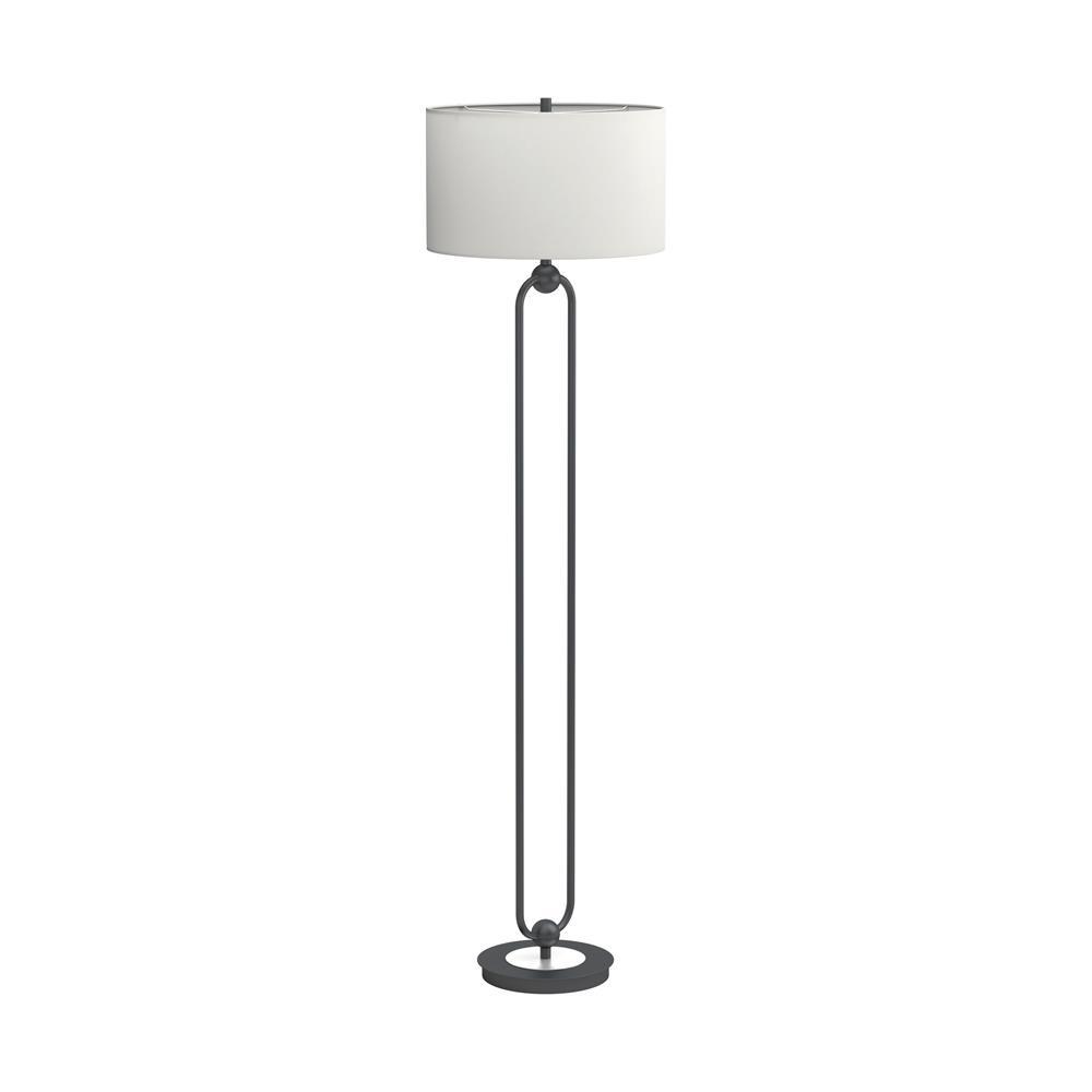 Drum Shade Floor Lamp White And Bronze. Picture 1