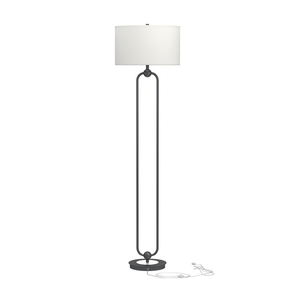 Drum Shade Floor Lamp White And Bronze. Picture 5