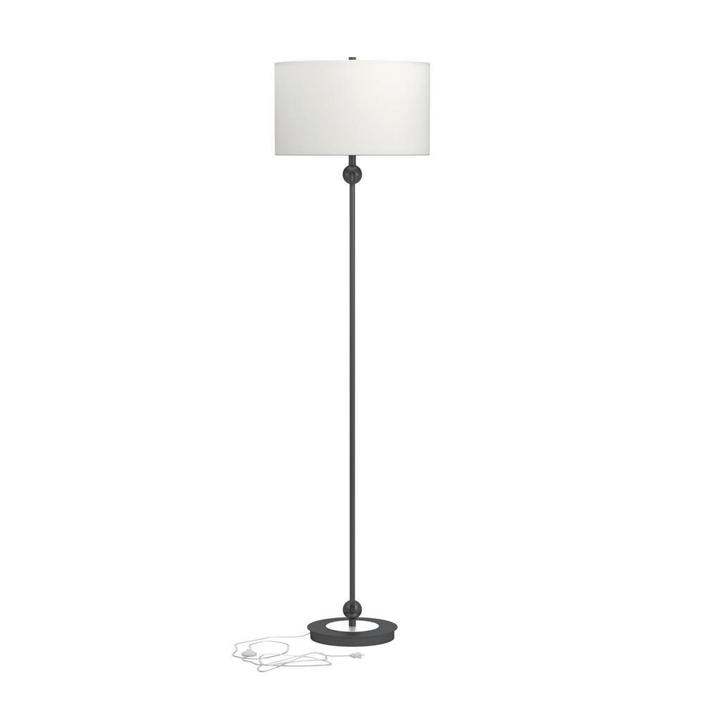 Drum Shade Floor Lamp White And Bronze. Picture 6