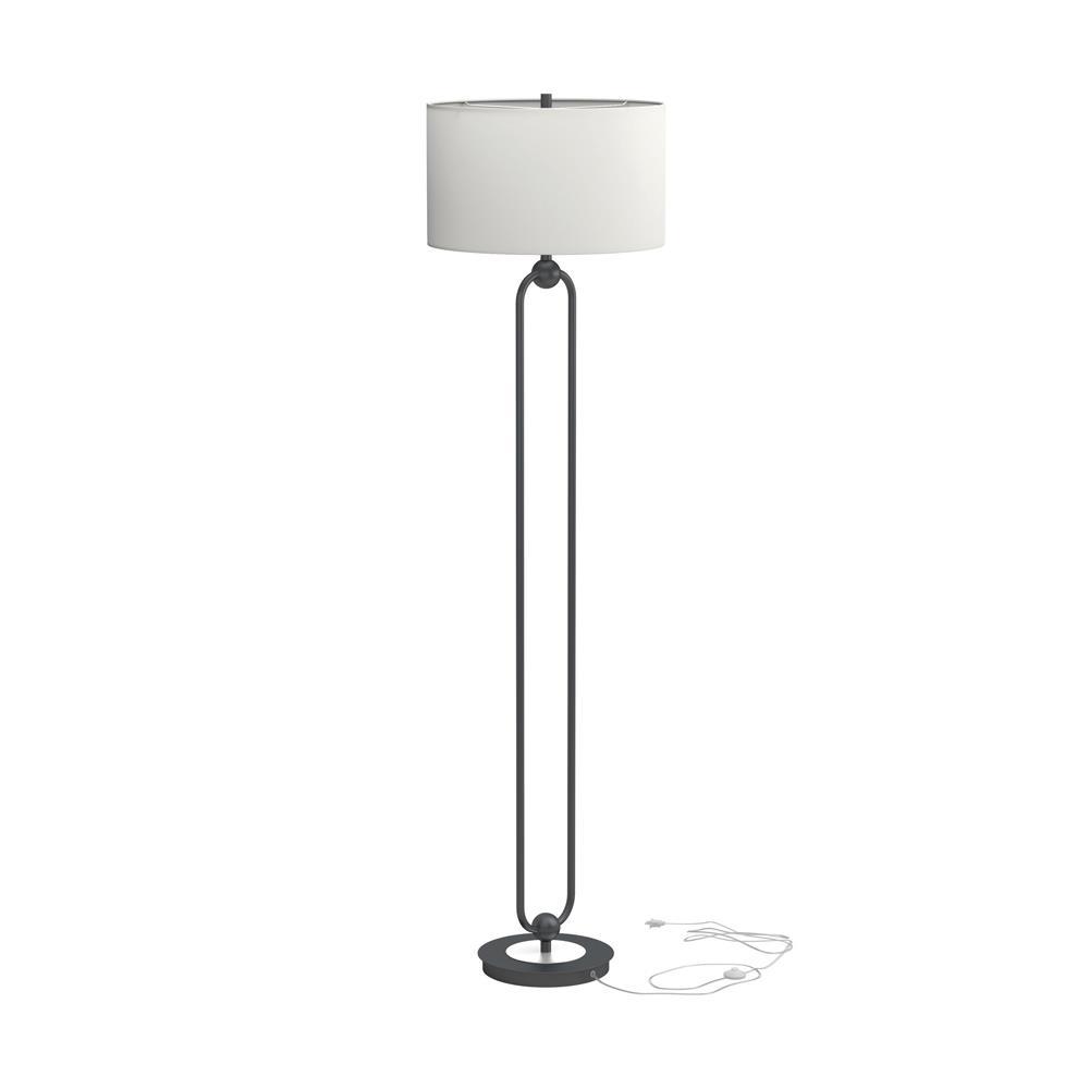 Drum Shade Floor Lamp White And Bronze. Picture 7