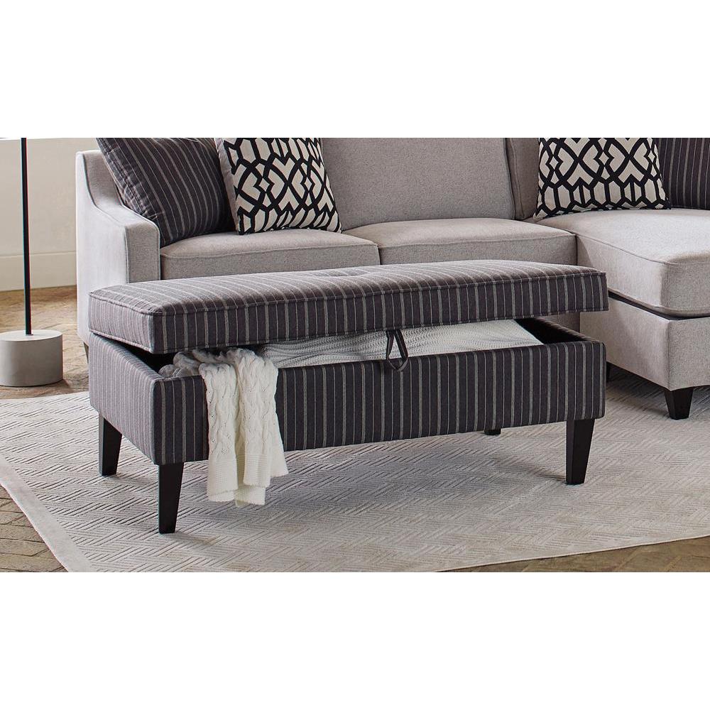 Ernest Rectangular Upholstered Storage Ottoman Black and White. Picture 1