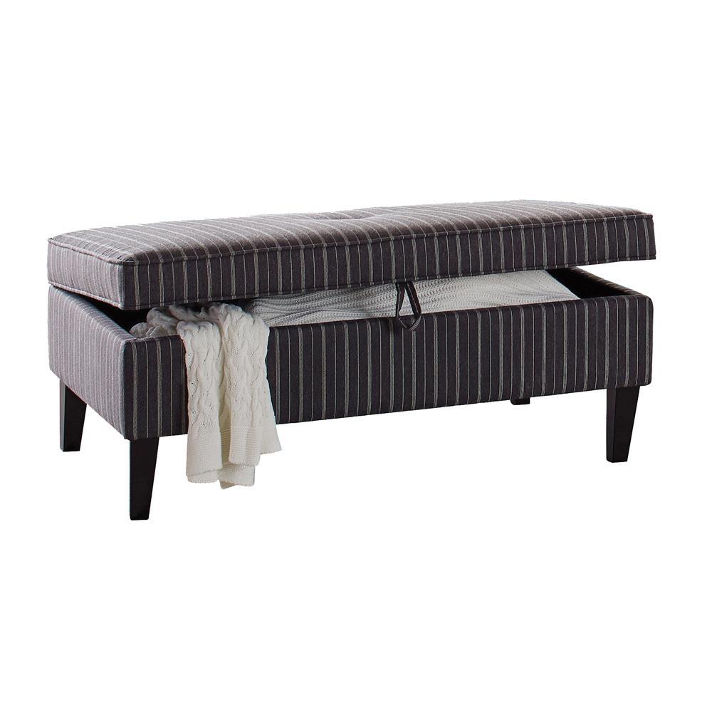 Ernest Rectangular Upholstered Storage Ottoman Black and White. Picture 2