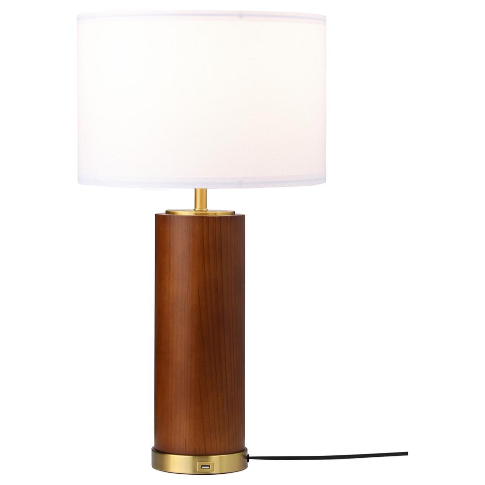 Aziel Drum Shade Bedside Table Lamp Cappuccino and Gold. Picture 2